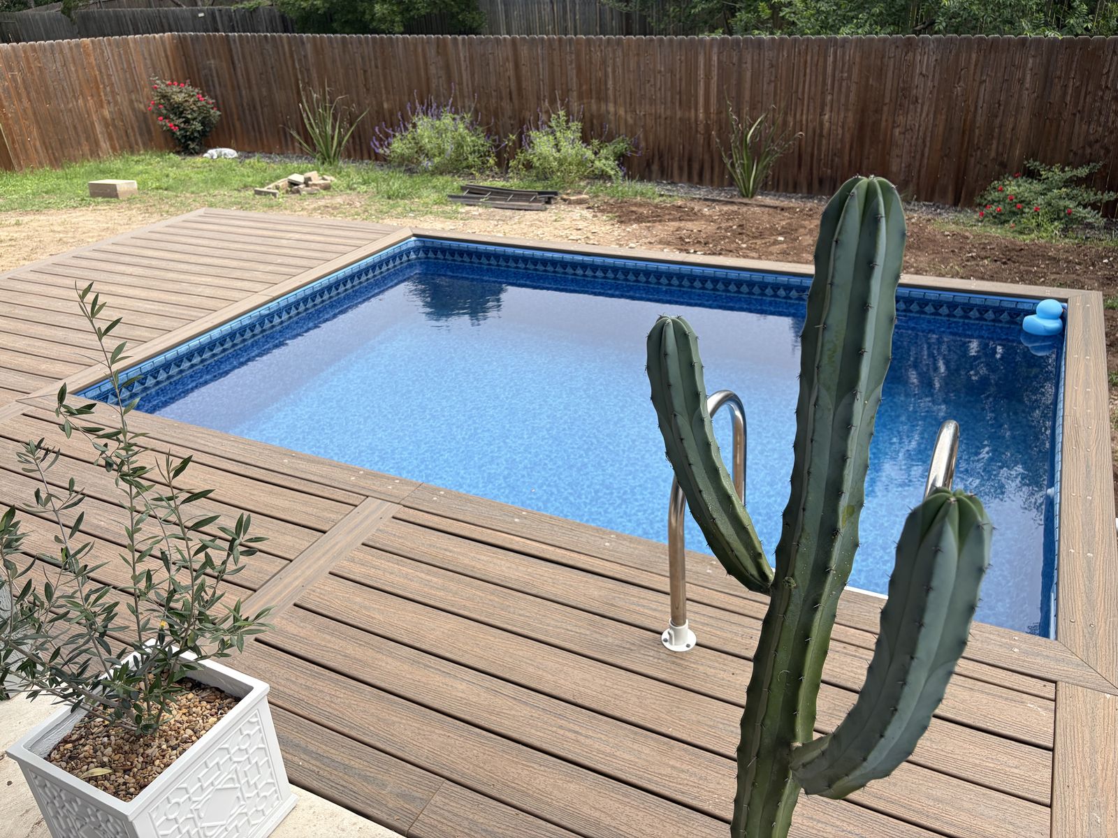 Insulated panel pool at night with lighting in Austin, TX