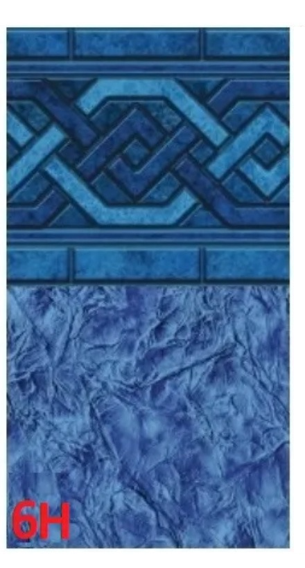 6H geometric blue border vinyl liner